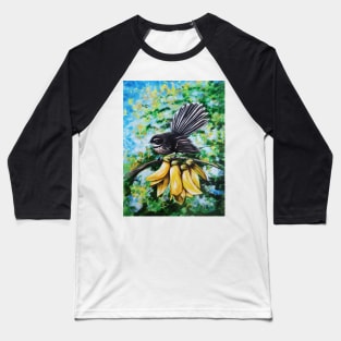 Fantail in Kowhai Blooms Baseball T-Shirt